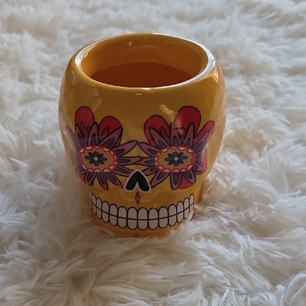 Yellow Ceramic Skull Planter